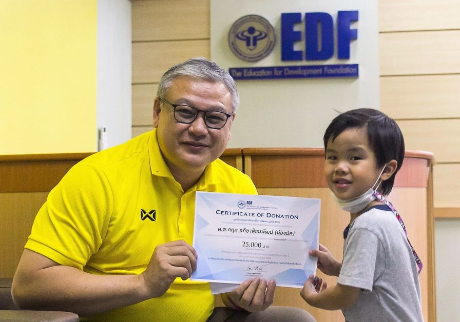 Little boy donates scholarship funds to EDF Foundation