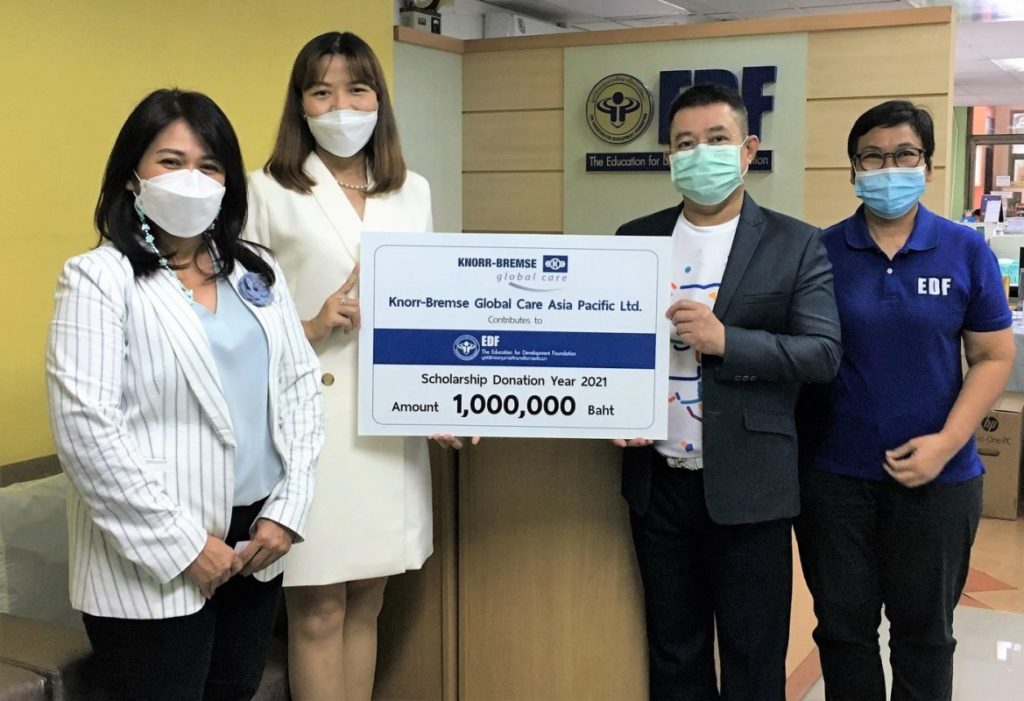 EDF Foundation receives support from Knorr-Bremse Global Care Asia Pacific for 160 needy Thai student scholarships
