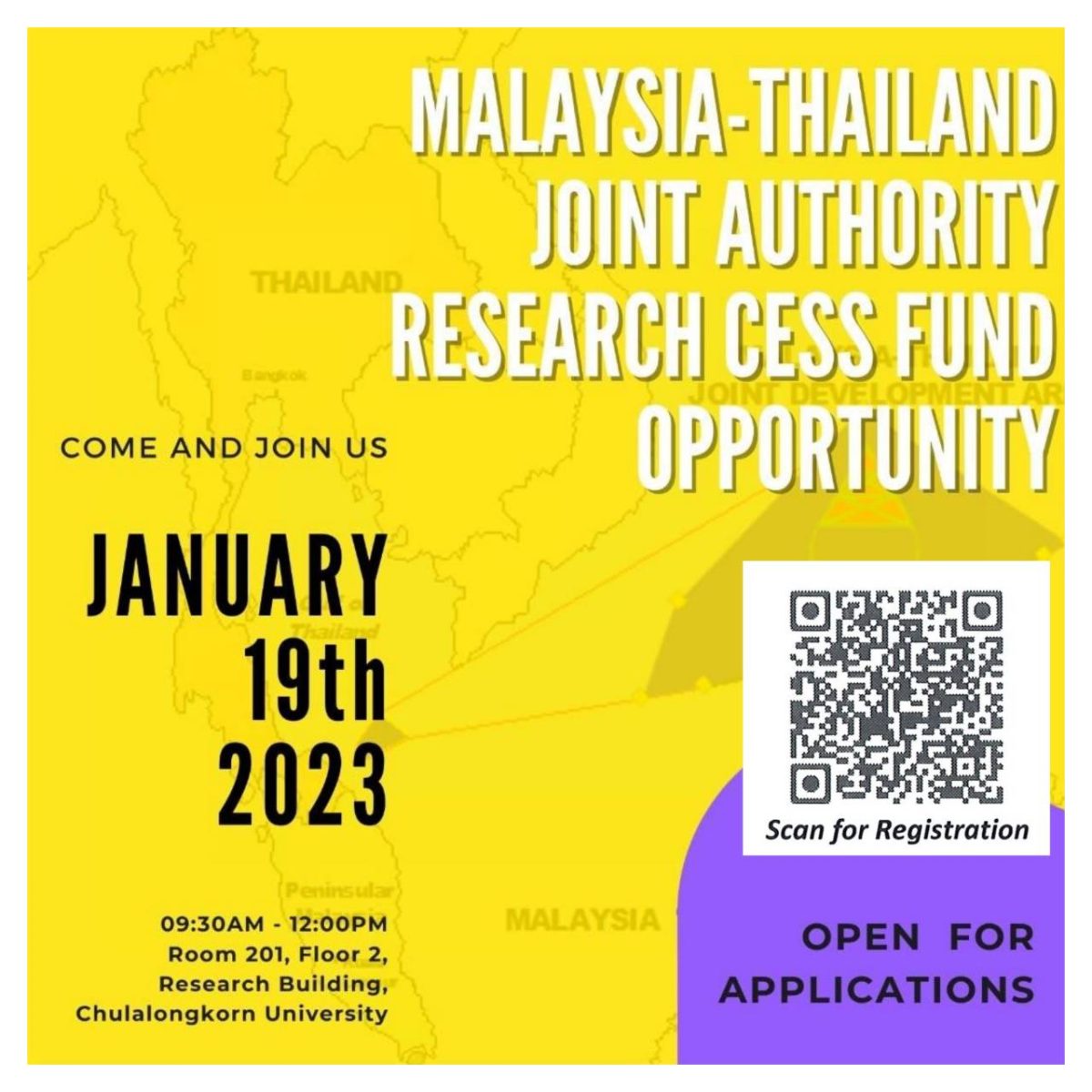 ขอเชิญร่วมกิจกรรม “Malaysia-Thailand Joint Authority Research Cess Fund Roadshow”