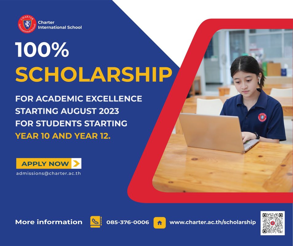Charter International School Offers 100% scholarships for academic excellence for students starting year 10 and year 12 in August 2023