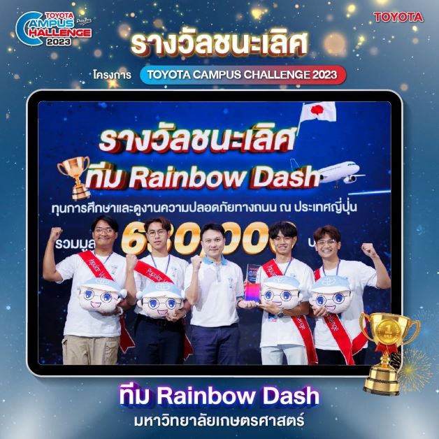 นิสิตคณะวิศวฯ ม.เกษตรศาสตร์ กวาด 3 รางวัลใหญ่ ชนะเลิศ-รองชนะเลิศอันดับ 1 – Popular Vote Campus Challenge 2023 โดย โตโยต้า ถนนสีขาว