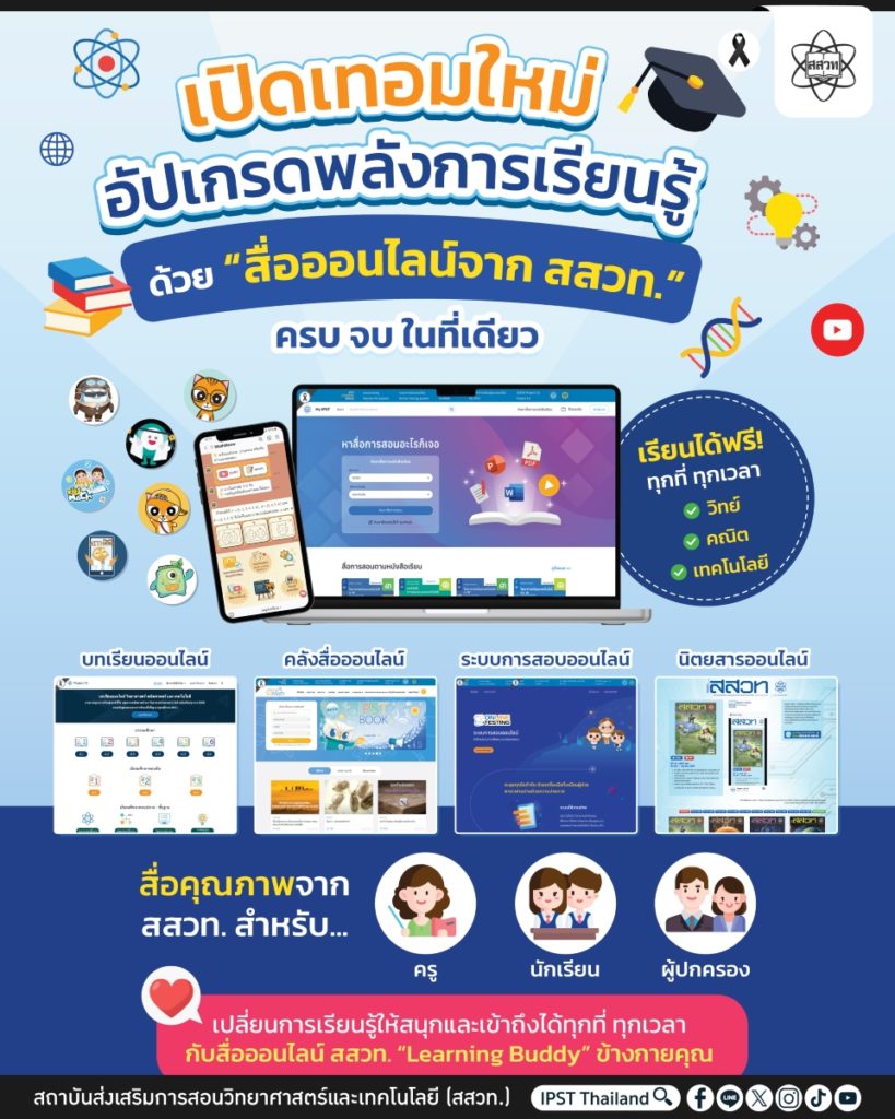 เปิดเทอมใหม่ อัปเกรดพลังการเรียนรู้ ด้วย “สื่อออนไลน์จาก สสวท.” ครบ จบ ในที่เดียว